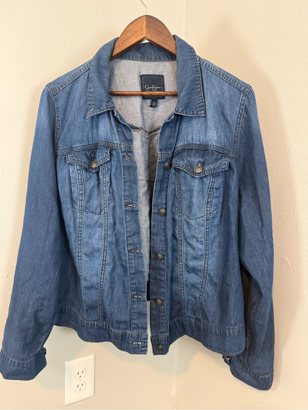 Jessica Simpson Blue Denim Jean Jacket - Women's Button-Front